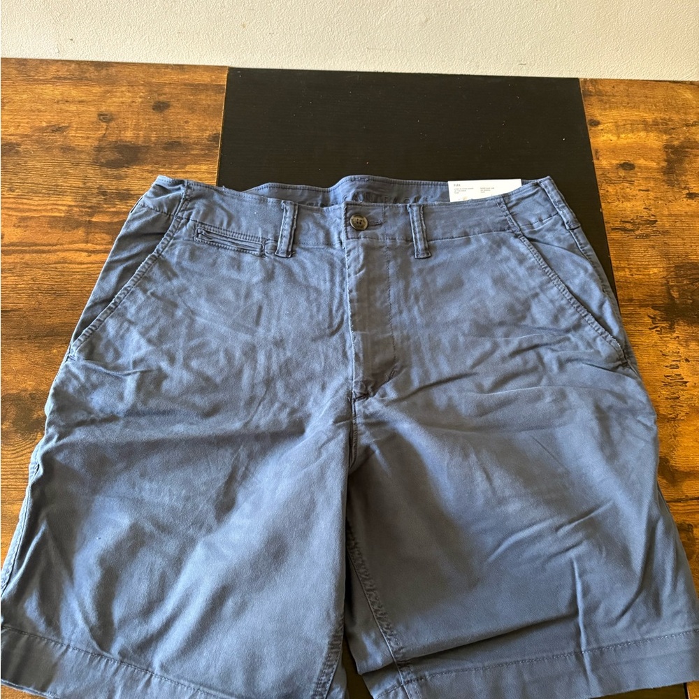 American Eagle Outfitters Navy Flat-Front Cotton Shorts
